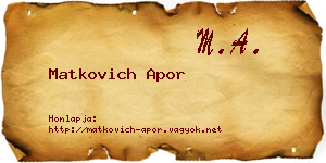 Matkovich Apor névjegykártya